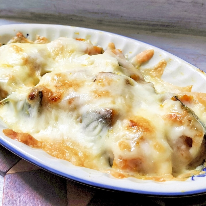 かぼちゃとスライス玉ねぎのチーズ焼き